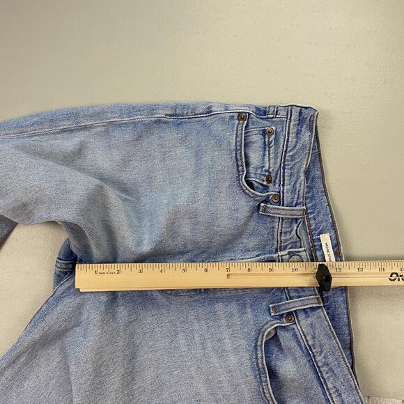 Levis Wedgie Straight Jeans Womens 29 Blue High Rise Button Fly Raw Hem 29x27 - Picture 7 of 14